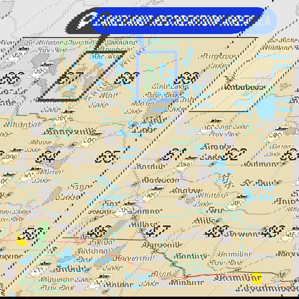 Lakeland Provincial Recreation Area Alberta - Destination Map