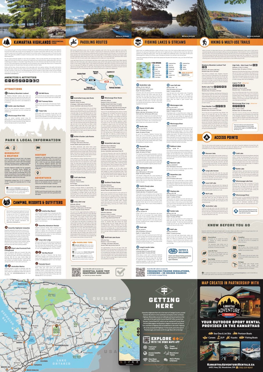 Kawartha Highlands Provincial Park Ontario - Park Map