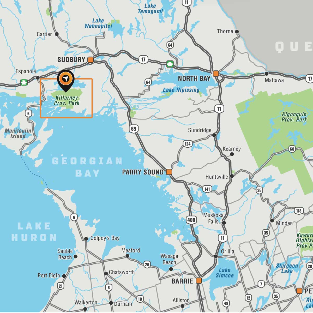 Killarney Provincial Park Ontario - Park Map