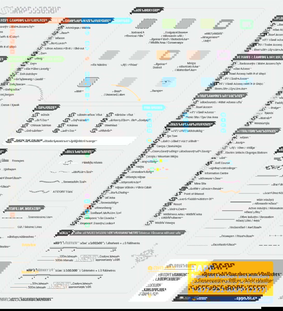BC Fishing Highway 24 and The Land of Hidden Waters - Recreation Map