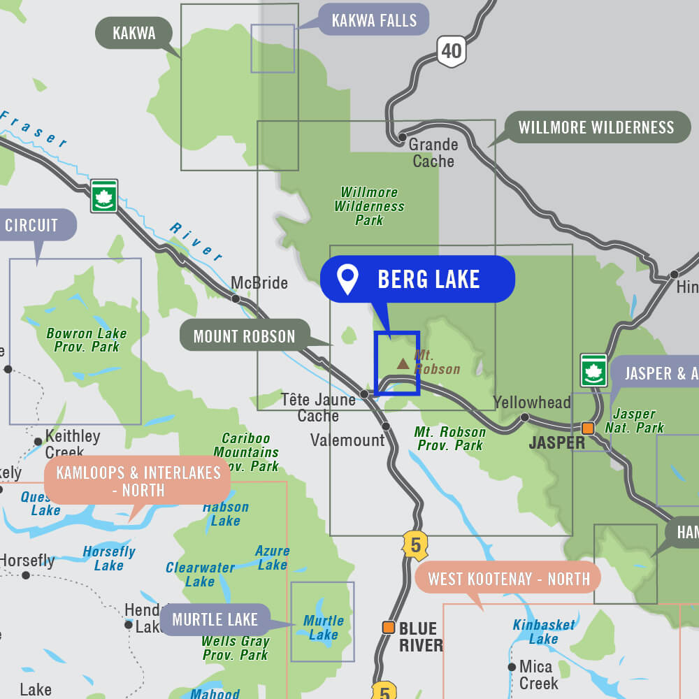 Berg Lake (Mount Robson Provincial Park, BC) - Destination Map
