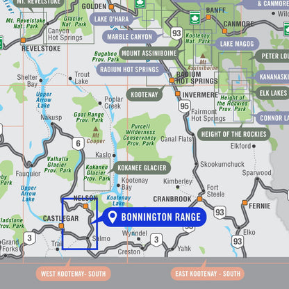Bonnington Range BC - Destination Map