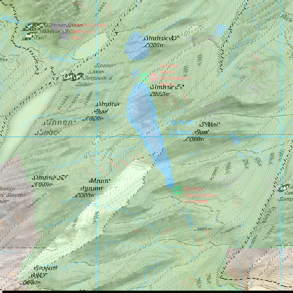 Connor Lakes (Height of the Rockies Provincial Park, BC) - Destination Map