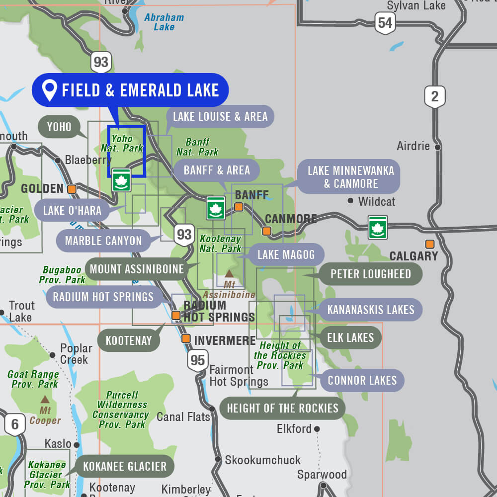 Field & Emerald Lake (Yoho National Park, BC) - Destination Map