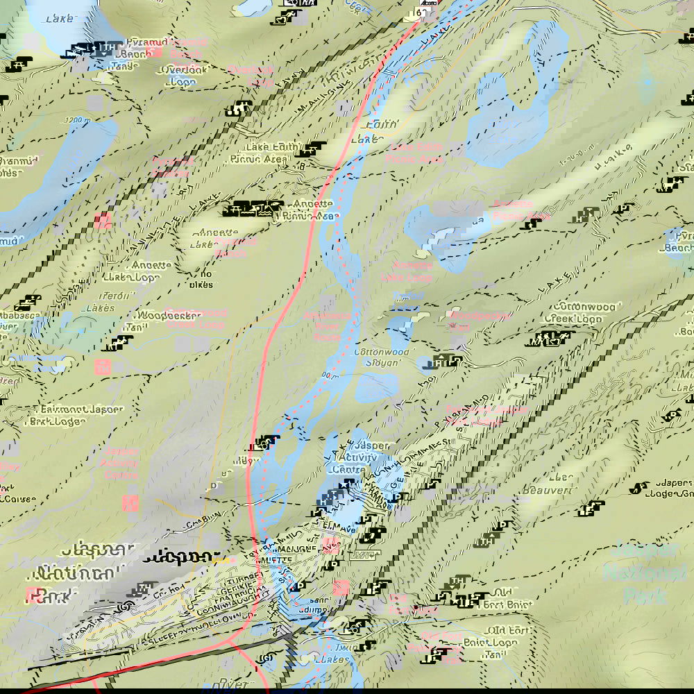 Jasper & Area (Jasper National Park Map, Alberta) - Destination Map
