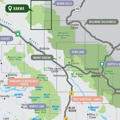 Kakwa Provincial Parks, Alberta & BC - Park Map