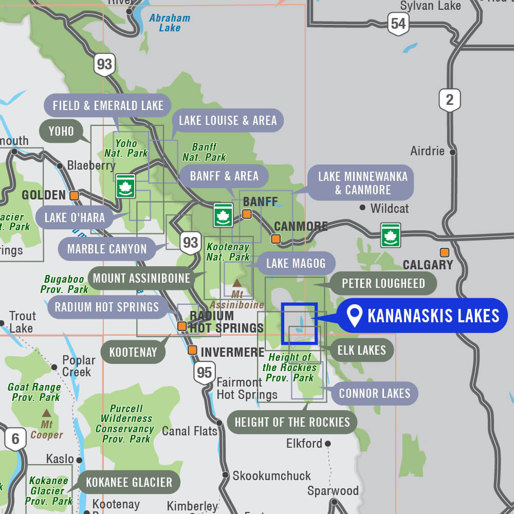 Kananaskis Lakes (Peter Lougheed Provincial Park, Alberta) - Destination Map