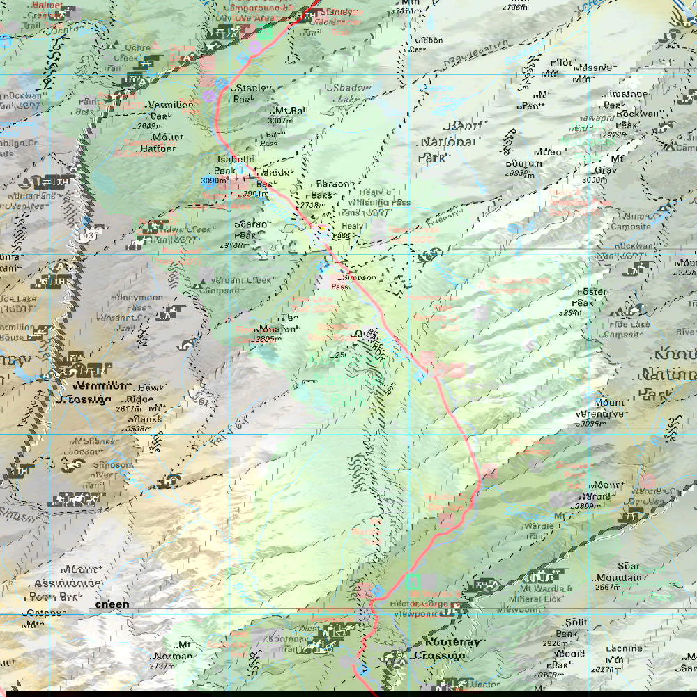 Kootenay National Park BC - Park Map