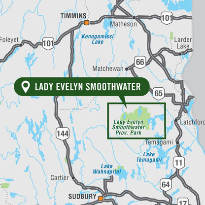 Lady Evelyn Smoothwater Provincial Park Ontario - Park Map