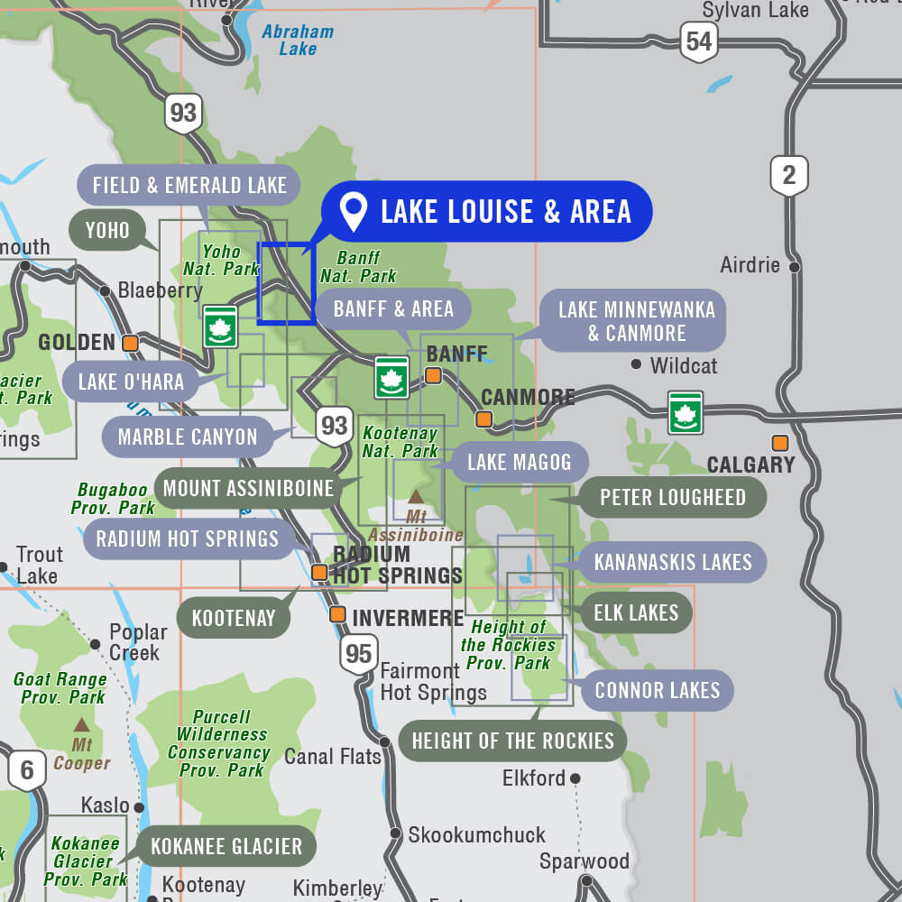Lake Louise & Area (Banff National Park, Alberta) - Destination Map