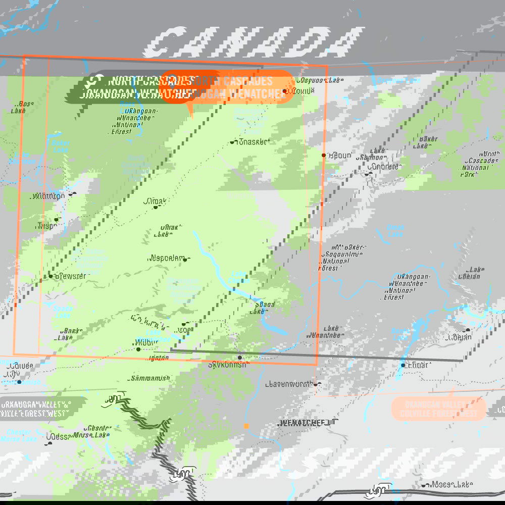 North Cascades, Okanogan Wenatchee, Washington State - Destination Map