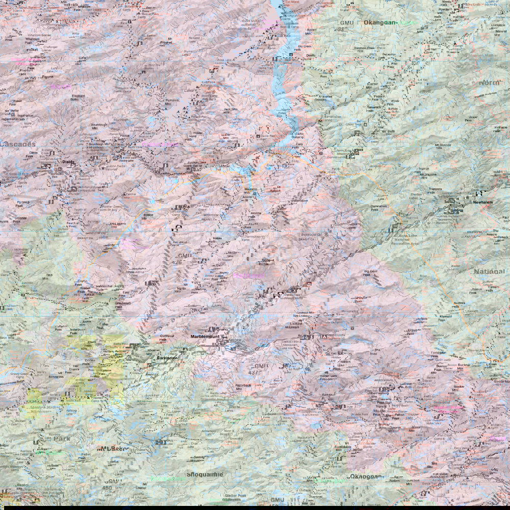 North Cascades, Okanogan Wenatchee, Washington State - Destination Map