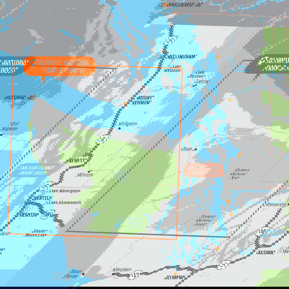 Olympic National Park & Forest, Washington State - Destination Map