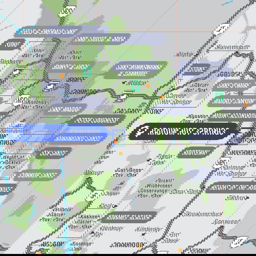 Radium Hot Springs (Kootenay National Park BC) - Destination Map