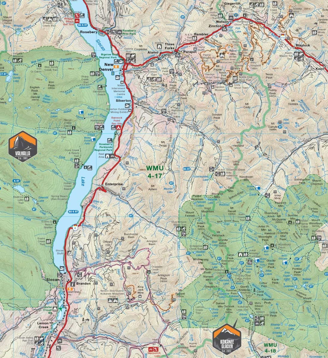 West Kootenay BC - Recreation Map